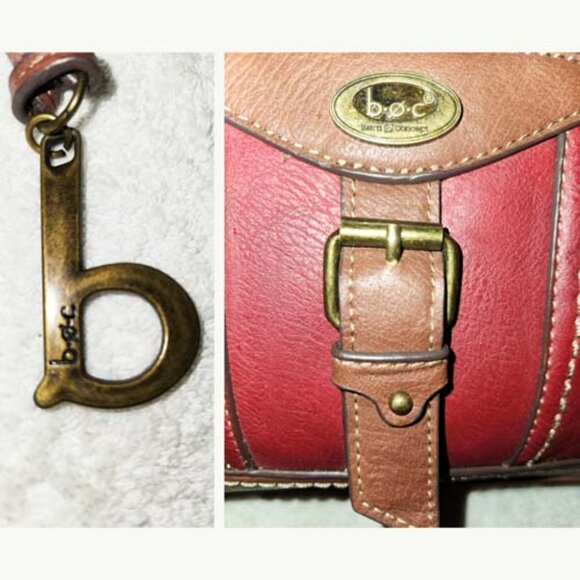 NWOT BORN CONCEPT BURGUNDY & BROWN SHOULDER HANDBAG WITH A ZIP CLOSURE - Picture 6 of 6